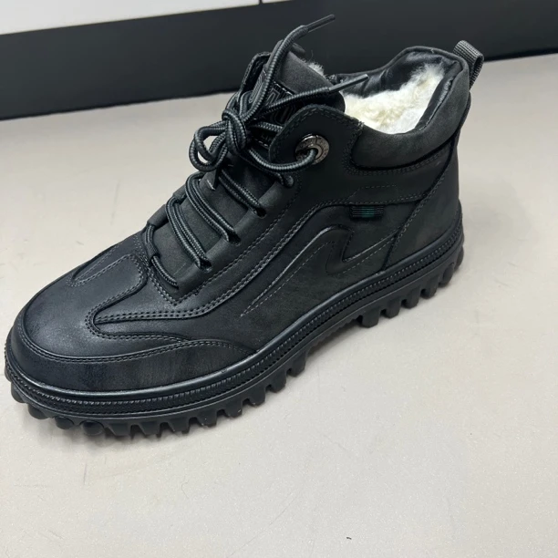 冬季新款男士磨砂皮真皮羊毛加厚大棉 防滑加厚耐磨软底（富55006）