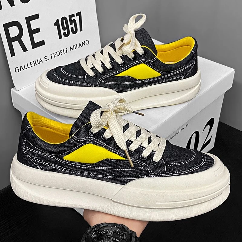 男士休闲板鞋2024新款松糕厚底增高小众老爹鞋时尚大头鞋H01-1