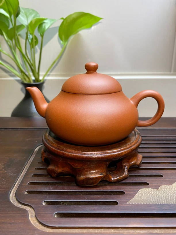 宜兴原矿紫砂壶 140cc红泥矮梨 梨形