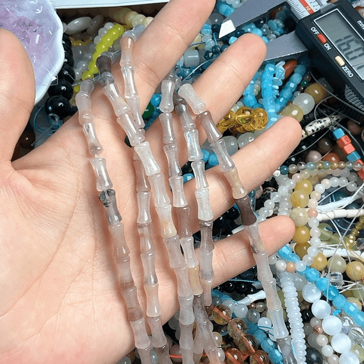 查罗石散珠半成品未镶嵌卡5紫罗兰竹节一条