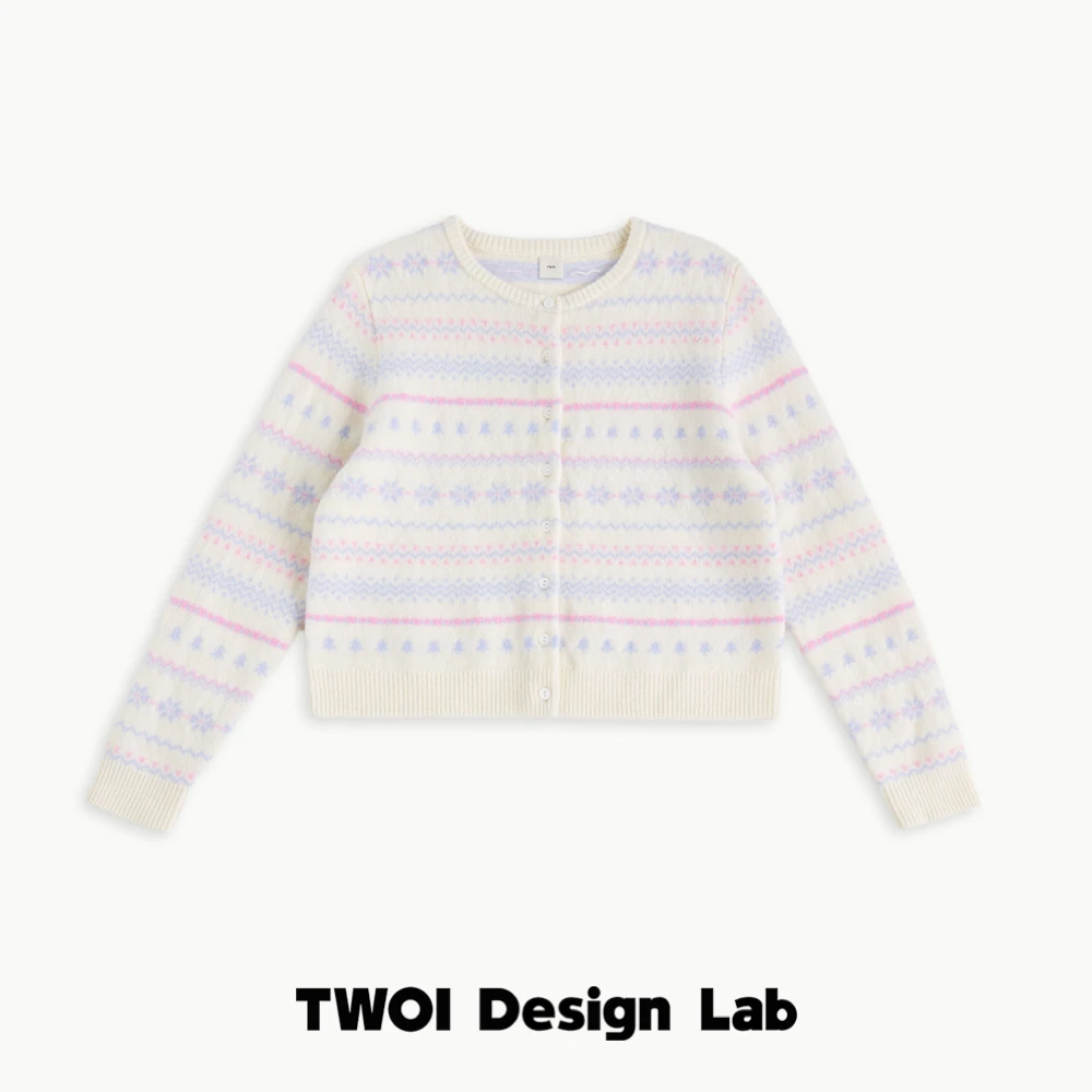 TWOI Design Lab "婴儿·费尔岛系列" 「奶油白澳毛小树雪花毛衣」