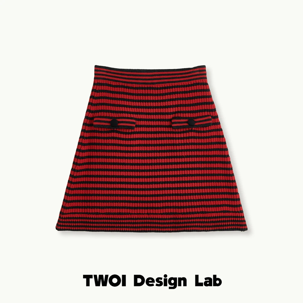 TWOI Design Lab"新年限定"：一起过新年吧！「红色条纹半裙」