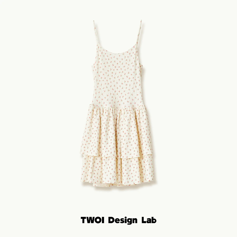 TWOI Design Lab "芭蕾裙"「奶油小红花吊带裙」