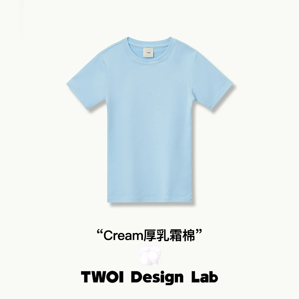 TWOI Design Lab "Cream厚乳霜棉"「奶油蓝修身正肩塑形短袖」