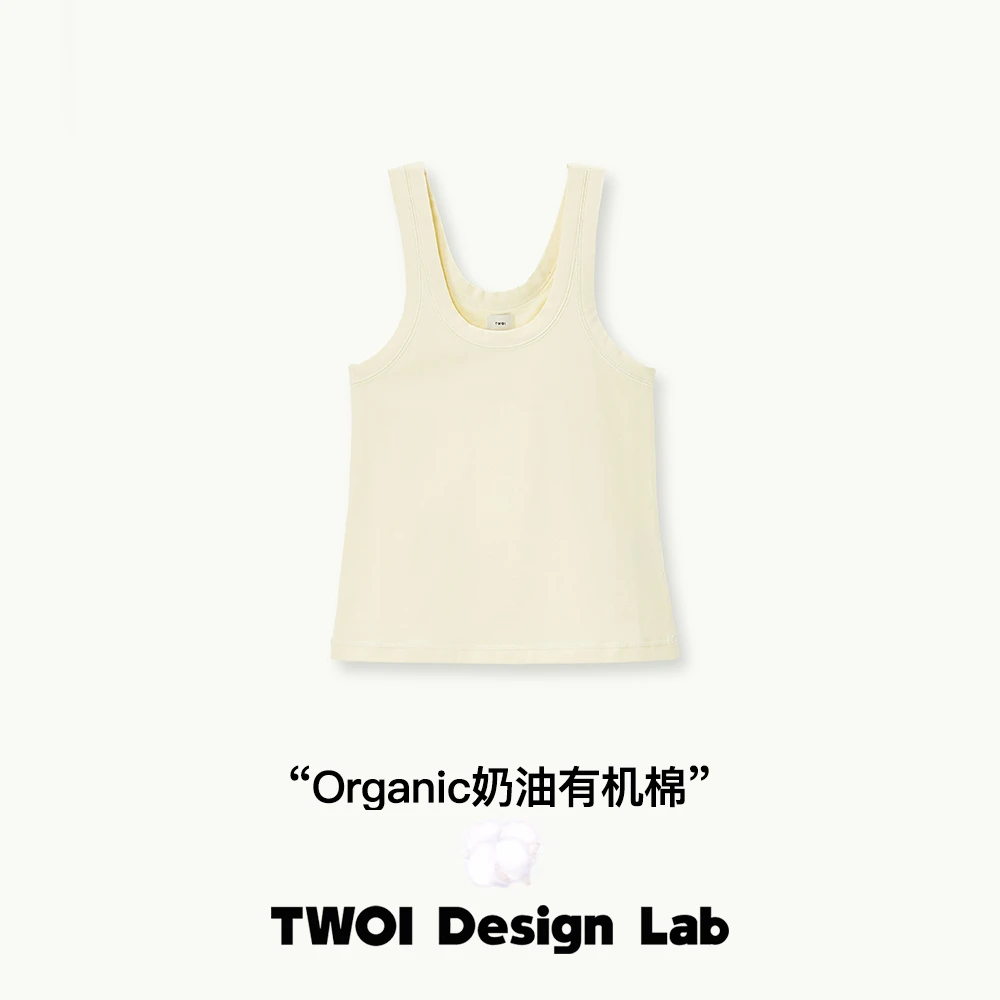 TWOI Design Lab "Organic奶油有机棉"「奶油黄长款工字背心」