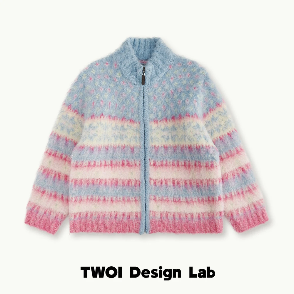 TWOI Design Lab "费尔岛系列" 「费尔岛雪花7色羊驼毛衣拉链外套」