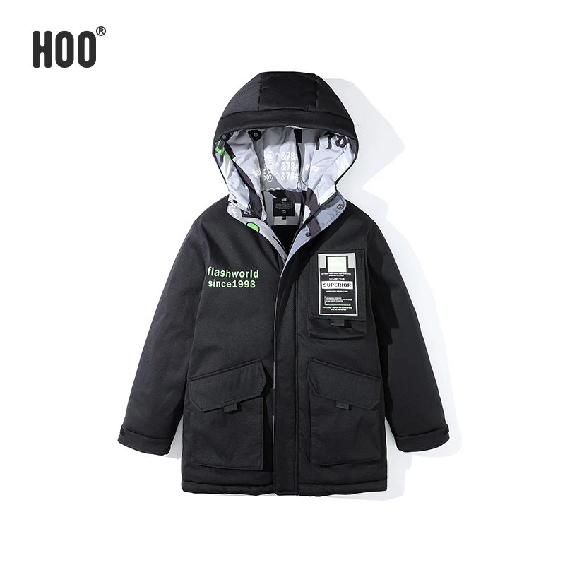 HOO中大童男童冬季新品工装风上新国潮风童装棉袄棉服中长款4550A