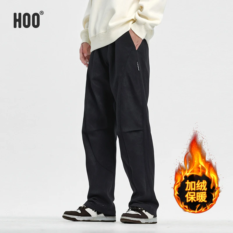HOO青少年春季宽松休闲裤百搭宽松男童直筒长裤加厚保暖卫裤4986