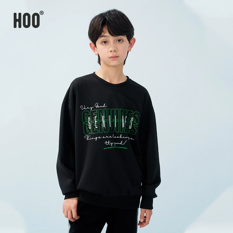HOO中大男童春季新品上新印花套头卫衣潮牌百搭青少年9928/9930