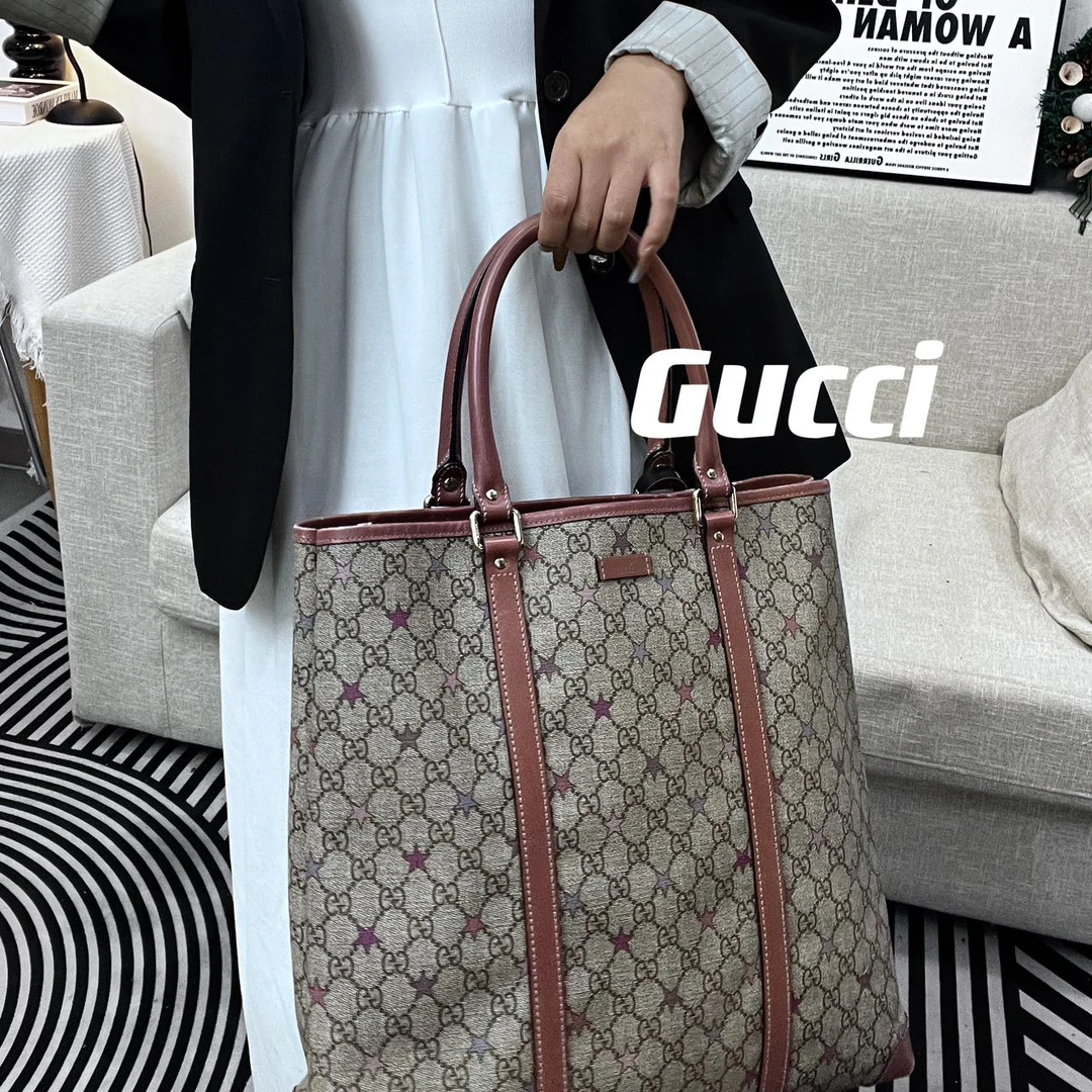 95新 GUCCI/古驰 /613818/古驰老花托特