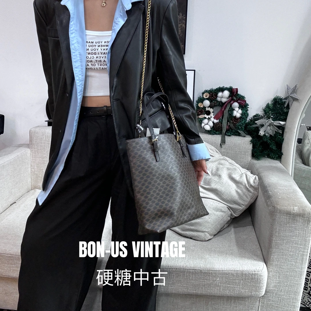 95新 Celine/思琳 617351/黑花托特