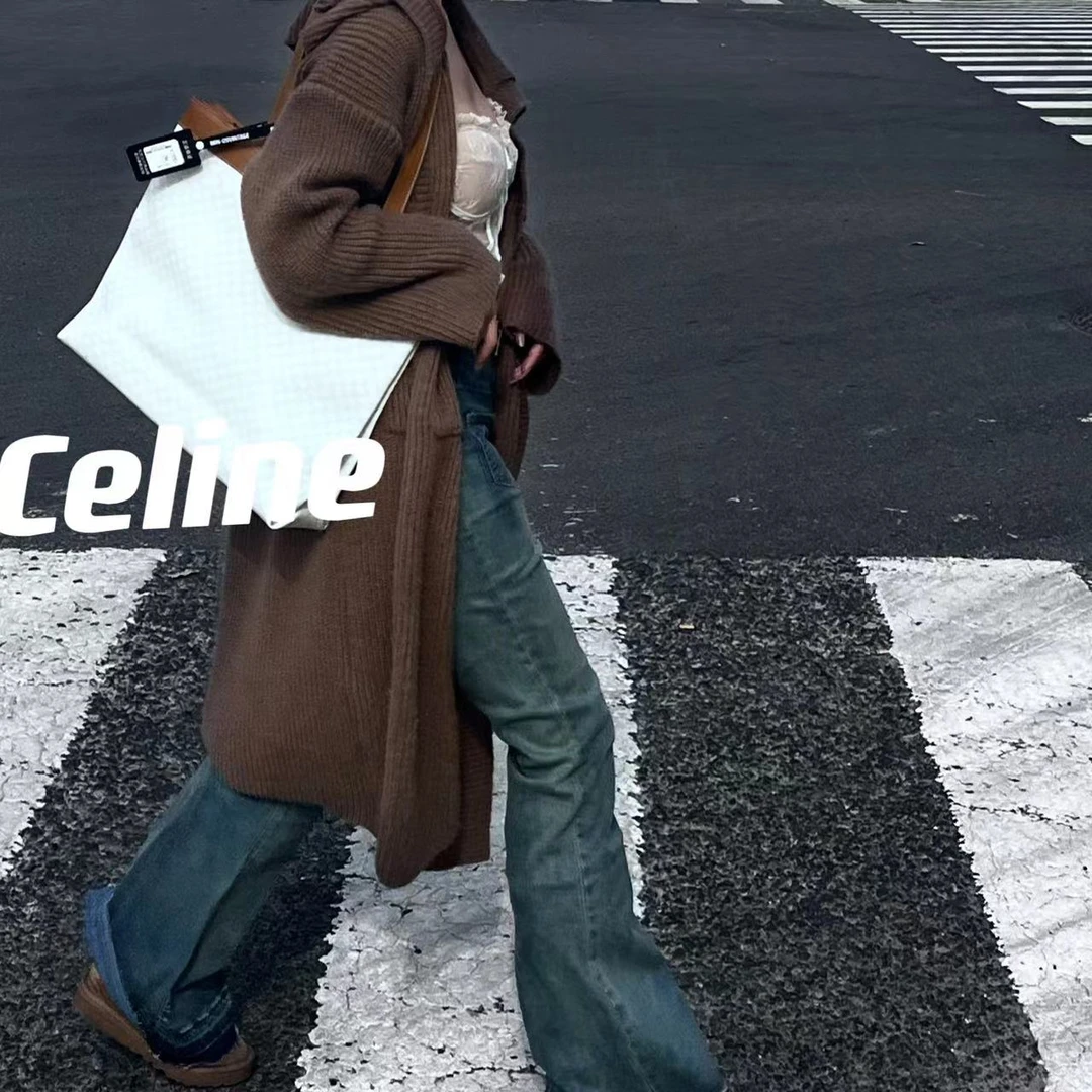 95新 Celine/思琳 /613404/思琳白花托特