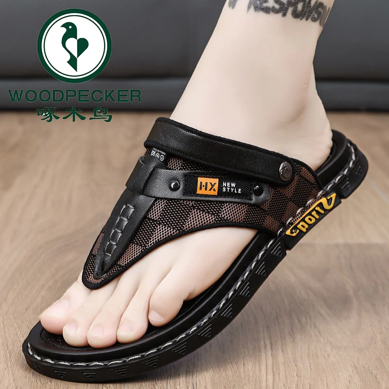 啄木鸟凉鞋男2024新款男士外穿开车夹脚网红防滑男款两穿凉拖鞋子