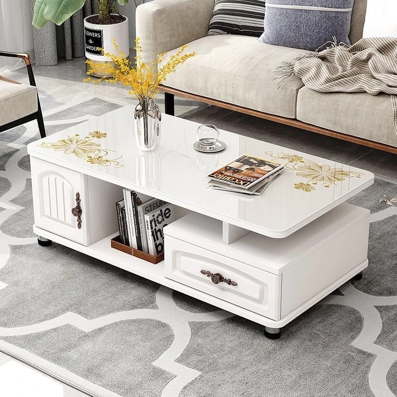 圆角简约家用客厅小户型欧式电视柜茶桌玻璃茶几桌时尚出租房会客