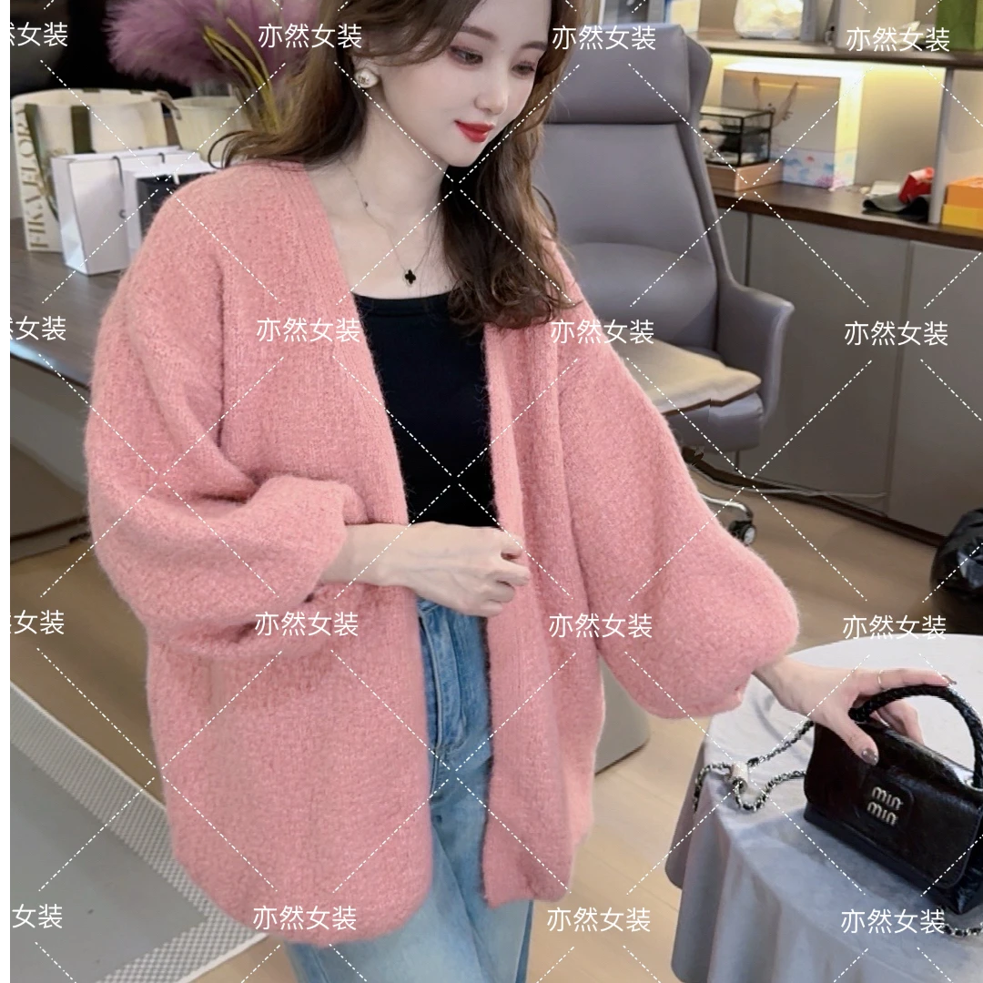 有运费补贴~·韩系软糯纯色灯笼袖慵懒针织毛衣开衫外套