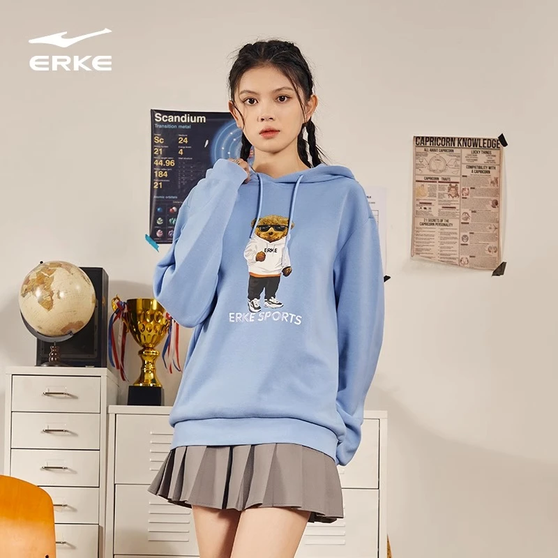 鸿星尔克卫衣女秋季情侣套头连帽上衣带帽运动卫衣51222302038