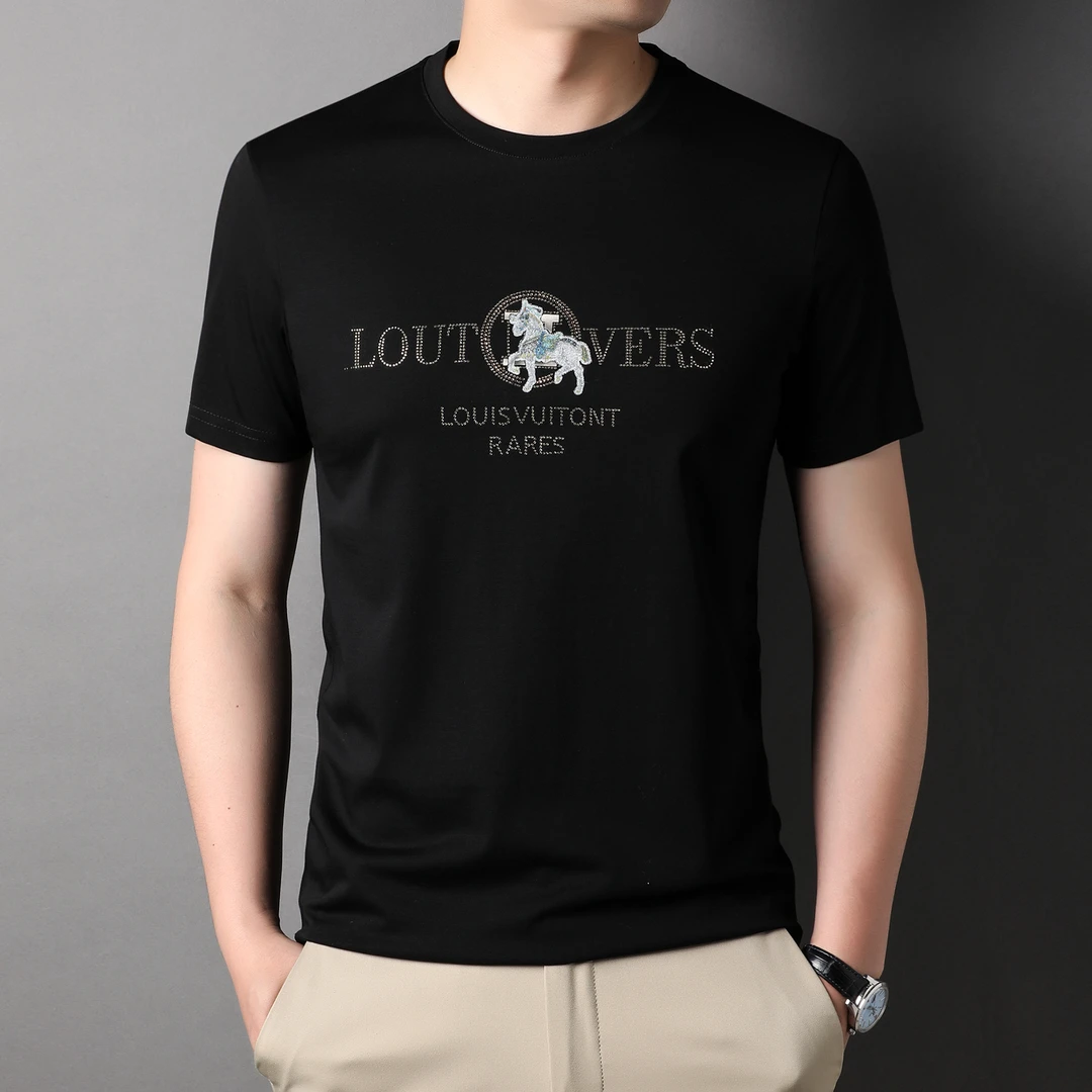 夏季短袖T恤男士高档百搭半袖丅恤宽松修身圆领丝光棉体恤打底衫