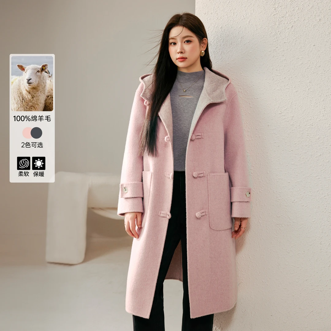 【粉黛佳人】纤莉秀K大码女装【视频】欧尼新中式绵羊毛大衣QJ2200