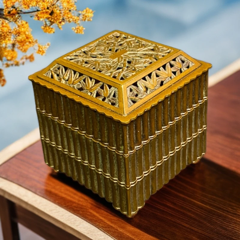 【善香缘工艺品】苏工庆松堂胡庆松制竹报平安印香炉6.8*6.8*6.8