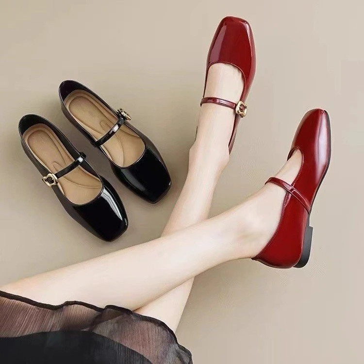 DX009 低跟单鞋女2024新款秋季配裙子软底浅口鞋小香风法式玛丽珍