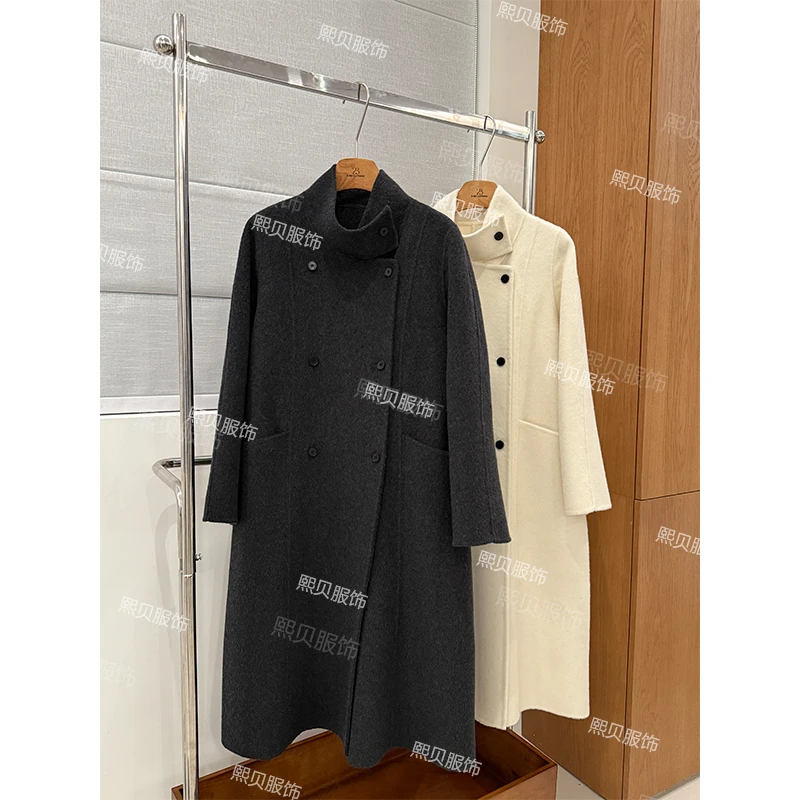 熙贝6【冬季恋歌】立领双排扣大衣冬季新款显瘦宽松呢子大衣 D8636