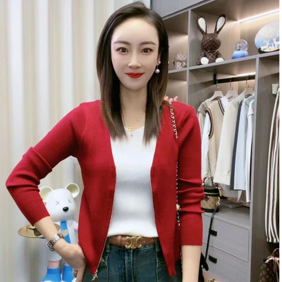 【80-180斤】秋冬毛衣女拼接时尚气质显瘦休闲拼色假两件针织衫LL