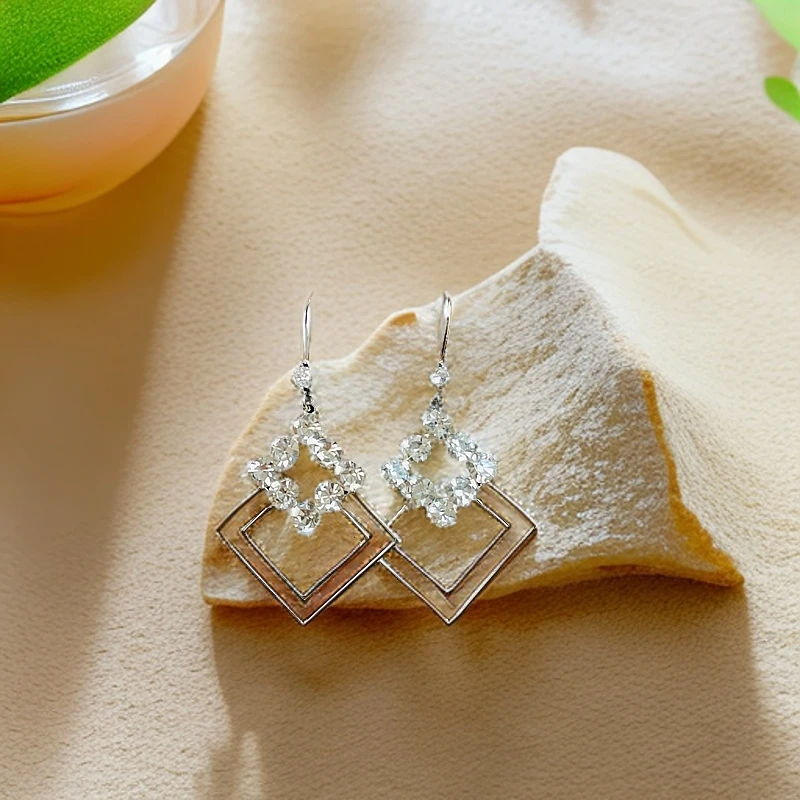 合金合成锆石耳饰  黑色气质独特耳环女新款爆款手工轻奢时尚