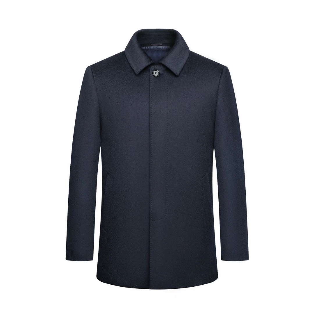 【100%羊绒】高品质全羊绒加内胆8503翻领商务经典时尚冬季男士