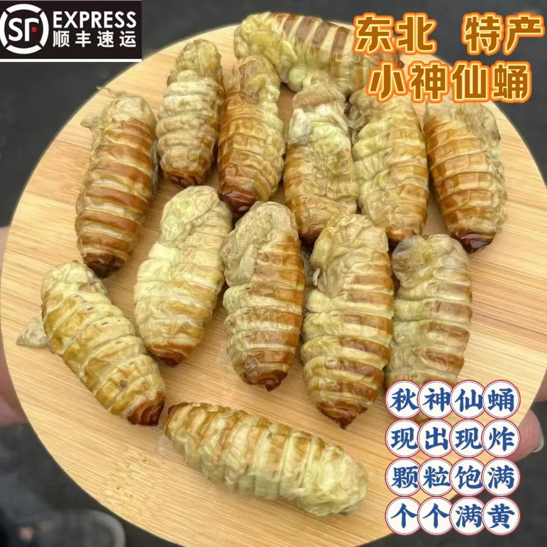 东北特产神仙蛹神仙小神仙柞蚕肉厚满黄神仙蛹现出现炸蘸干料顺丰
