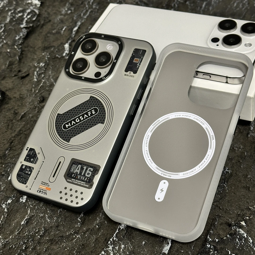潮流朋克风适用iPhone15promax磁吸无线充苹果15/14/13肤感手机壳