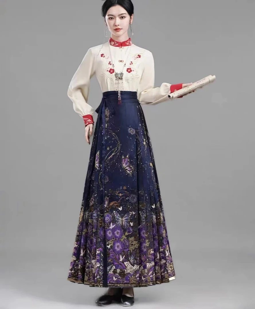 （花间蝶梦）马面裙织金妆花四季款高端定制显瘦马面裙小个子明制