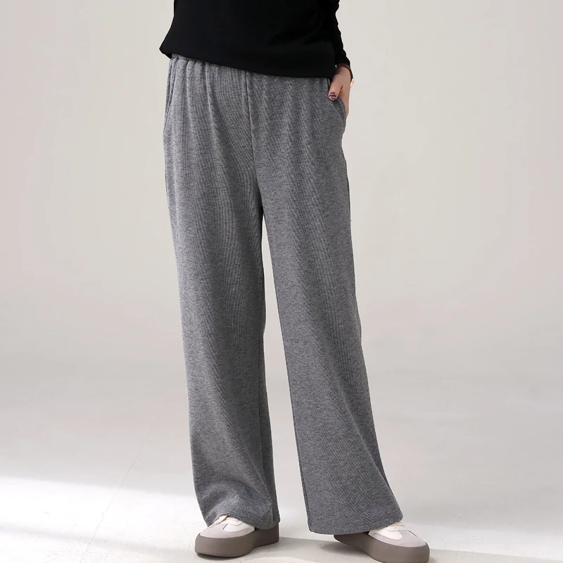 【雪花糯米绒】百搭实用显高显瘦高腰窄版阔腿裤加绒宽松大码直筒裤