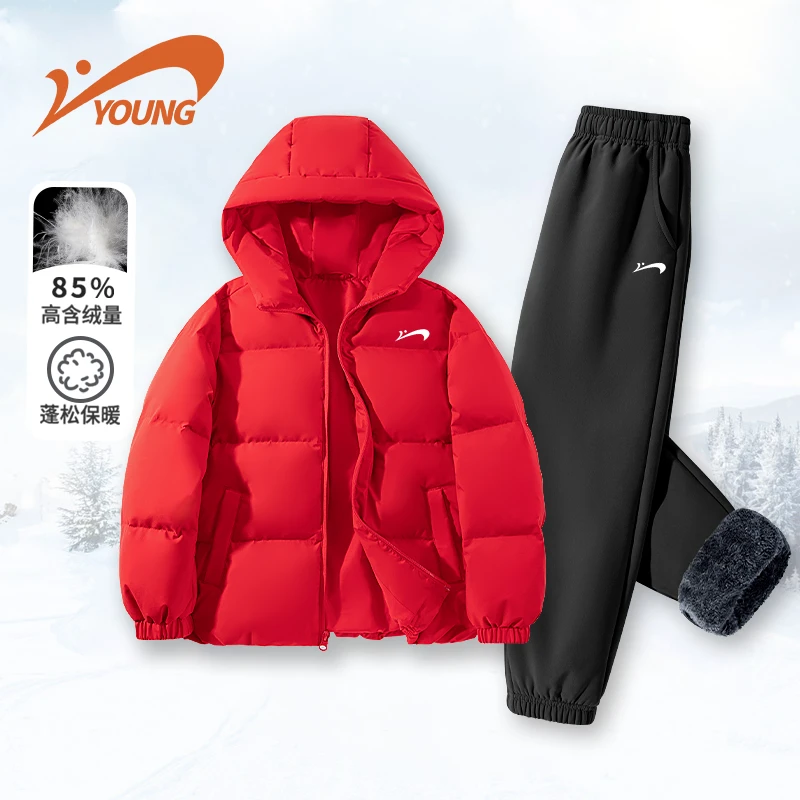 【新年套装】贵人鸟童装羽绒服冲锋裤保暖加厚棉服加绒加厚套装