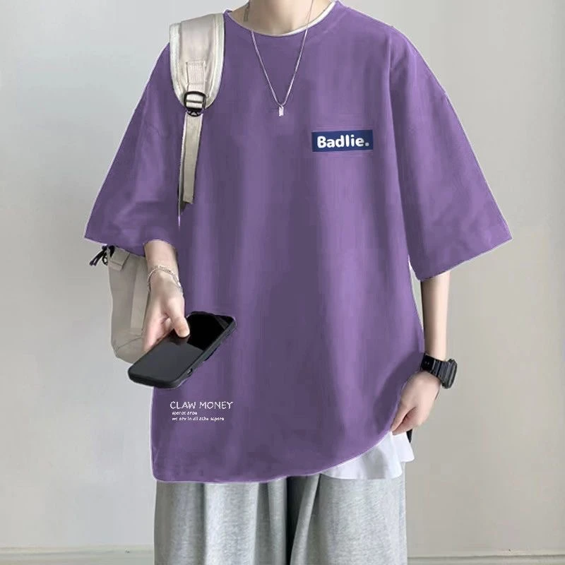 100%纯棉加肥加大码胖子200斤夏季潮流宽松休闲t恤男青少年学生潮