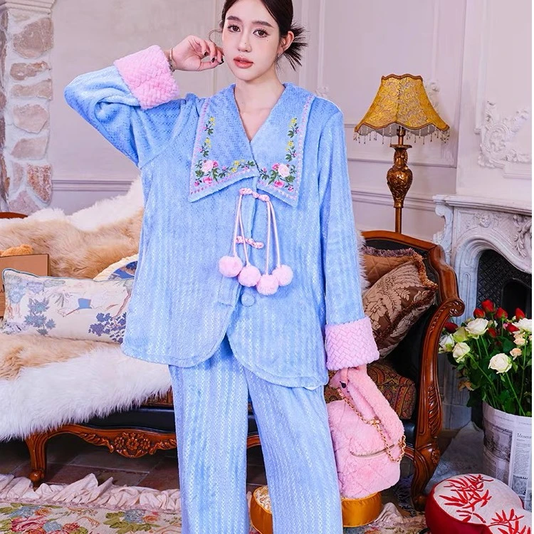 AN原创高级感娇娇贵女秋冬女款睡衣保暖两件套新款