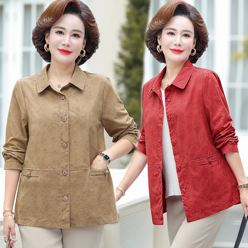 90斤-220斤特大码妈妈装新款加肥加大翻领衬衫中老年时尚洋气上衣