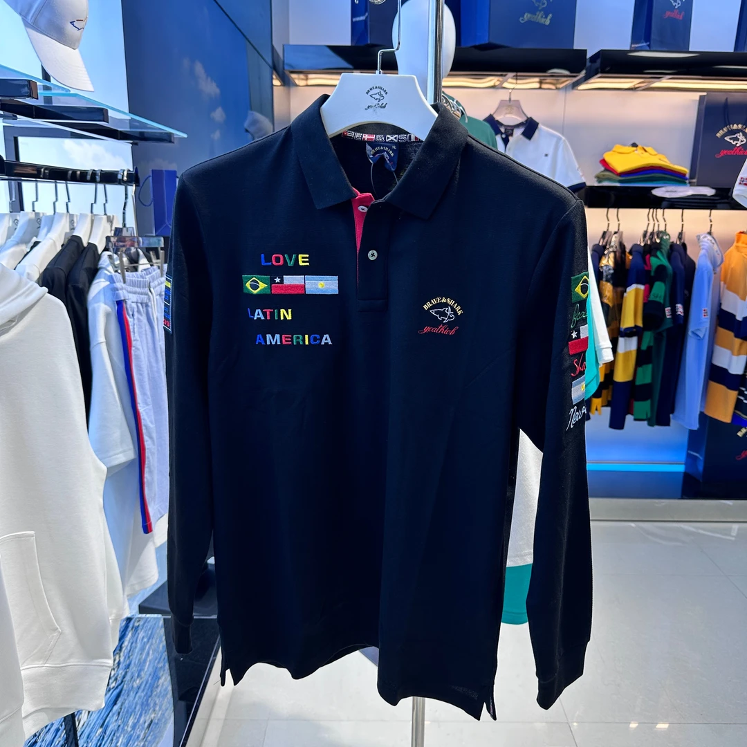 秋长袖衬衫男士春季黑色翻领T恤Pool衫3638