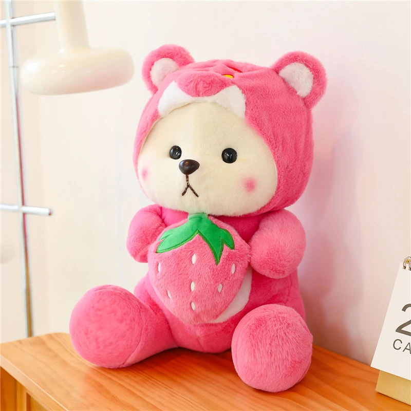 可爱草莓小熊毛绒公仔玩偶生日礼物送女生闺蜜毛绒玩具睡觉抱枕