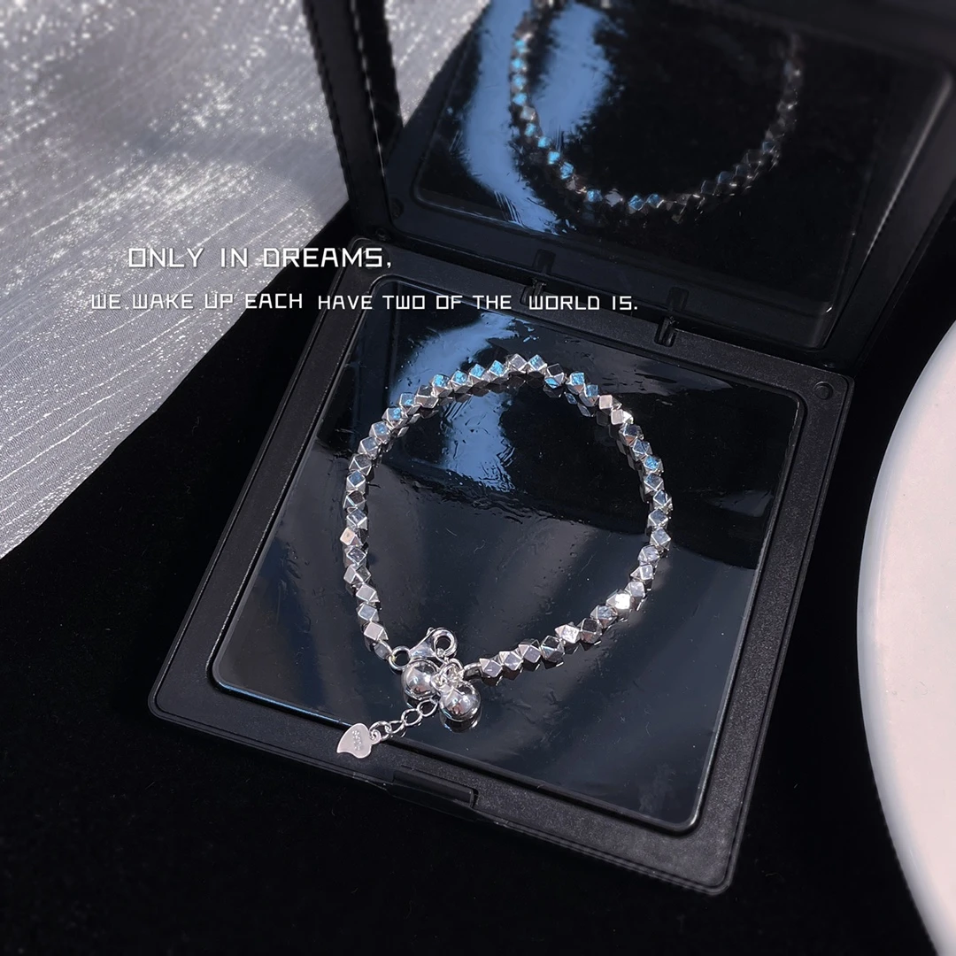 足银手链 【碎金几两带铃铛手链】足银990 A8176