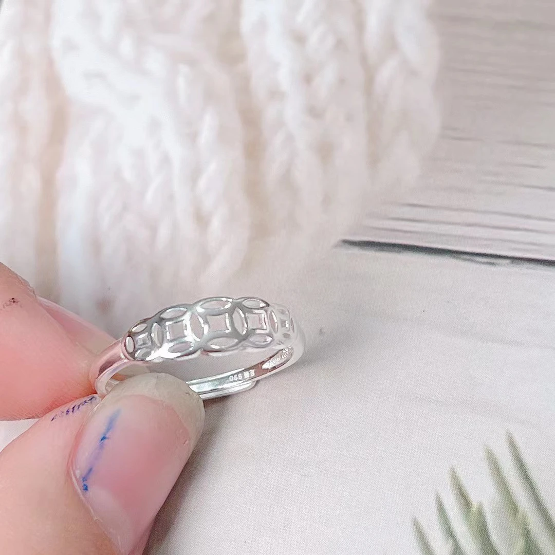 足银戒指 【五钱币戒指】 足银990 A8142