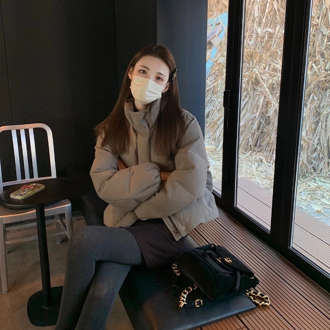 aaaaxbbb 失眠费城 超细千鸟格短款羽绒服休闲保暖厚外套折扣