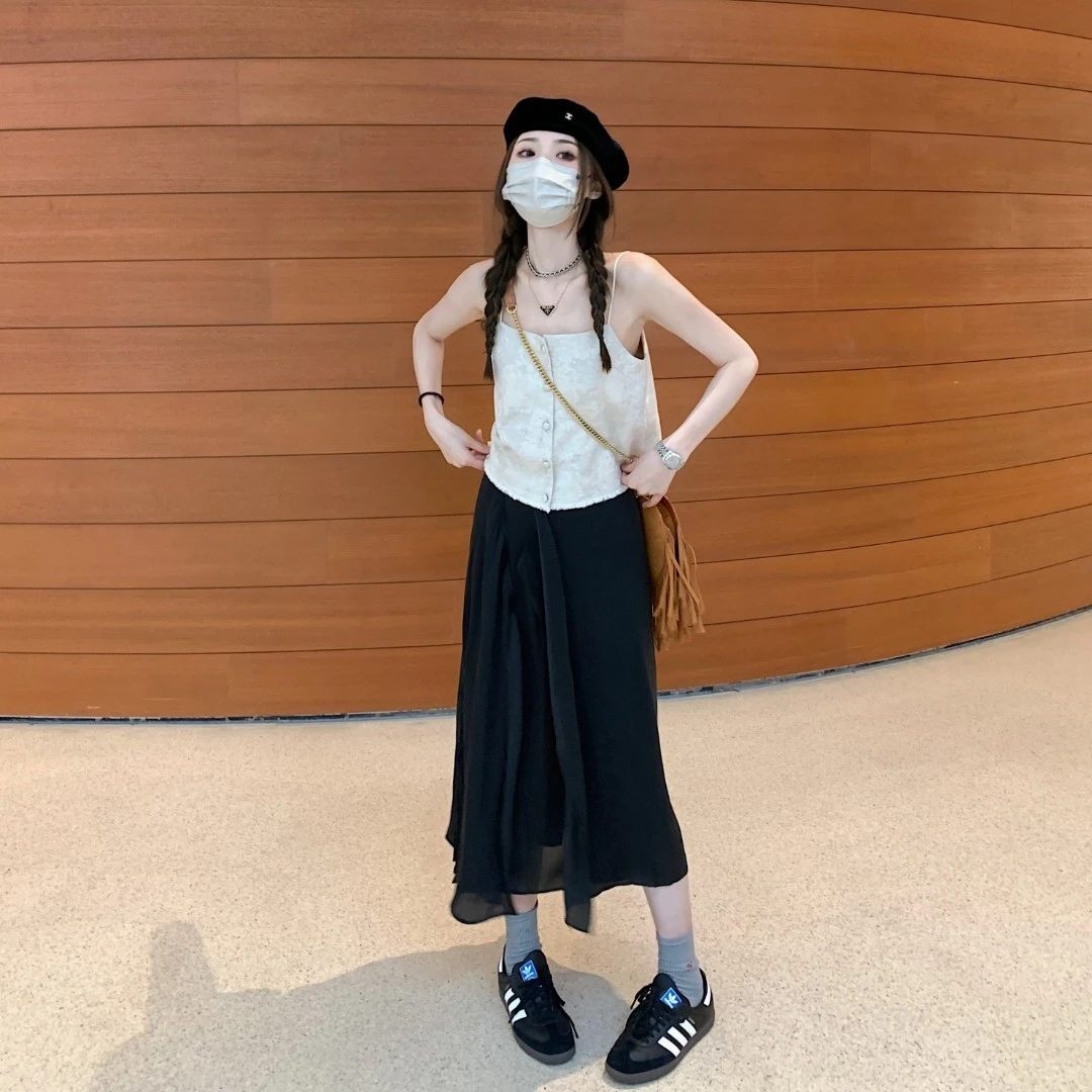 aaaaxbbb 夏洛蒂许愿池 甜美温柔半身裙不规则设计感长裙 •年终•