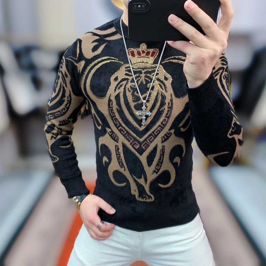 阿凯严选高品质冬季新款男士潮流时尚针织摩卡绒毛衣不起球打底衫