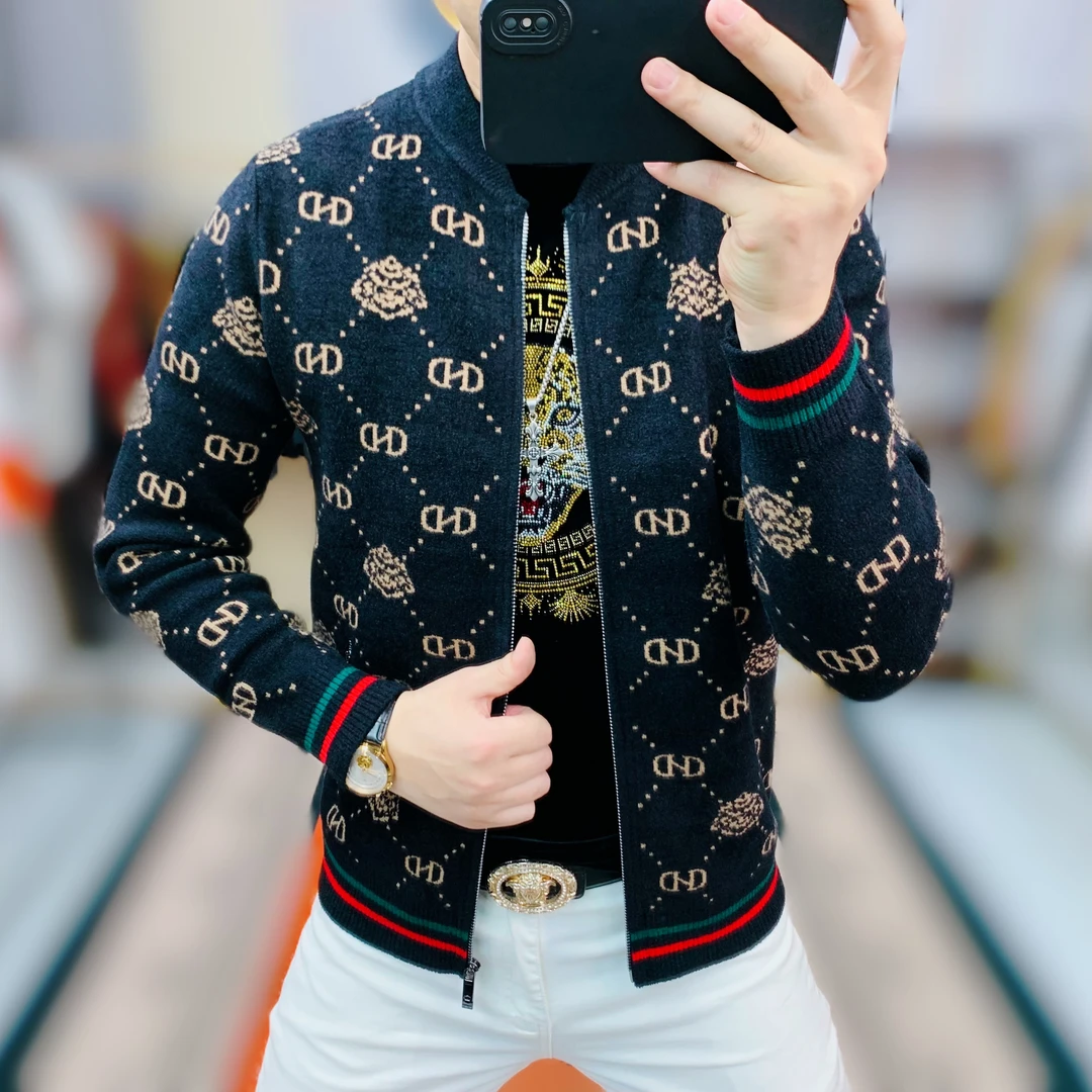 阿凯严选  高品质2025新款针织毛衣提花男士不起球不褪色修身外套