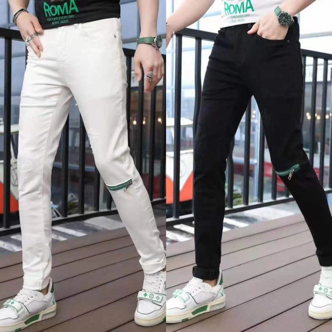 阿凯严选  2025秋季新款男士时尚简单小脚高弹帅气潮流牛仔裤