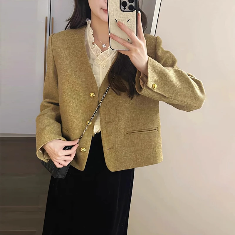 F032小香温柔风短款外套女春秋新款法式气质独特高级感超好看上衣