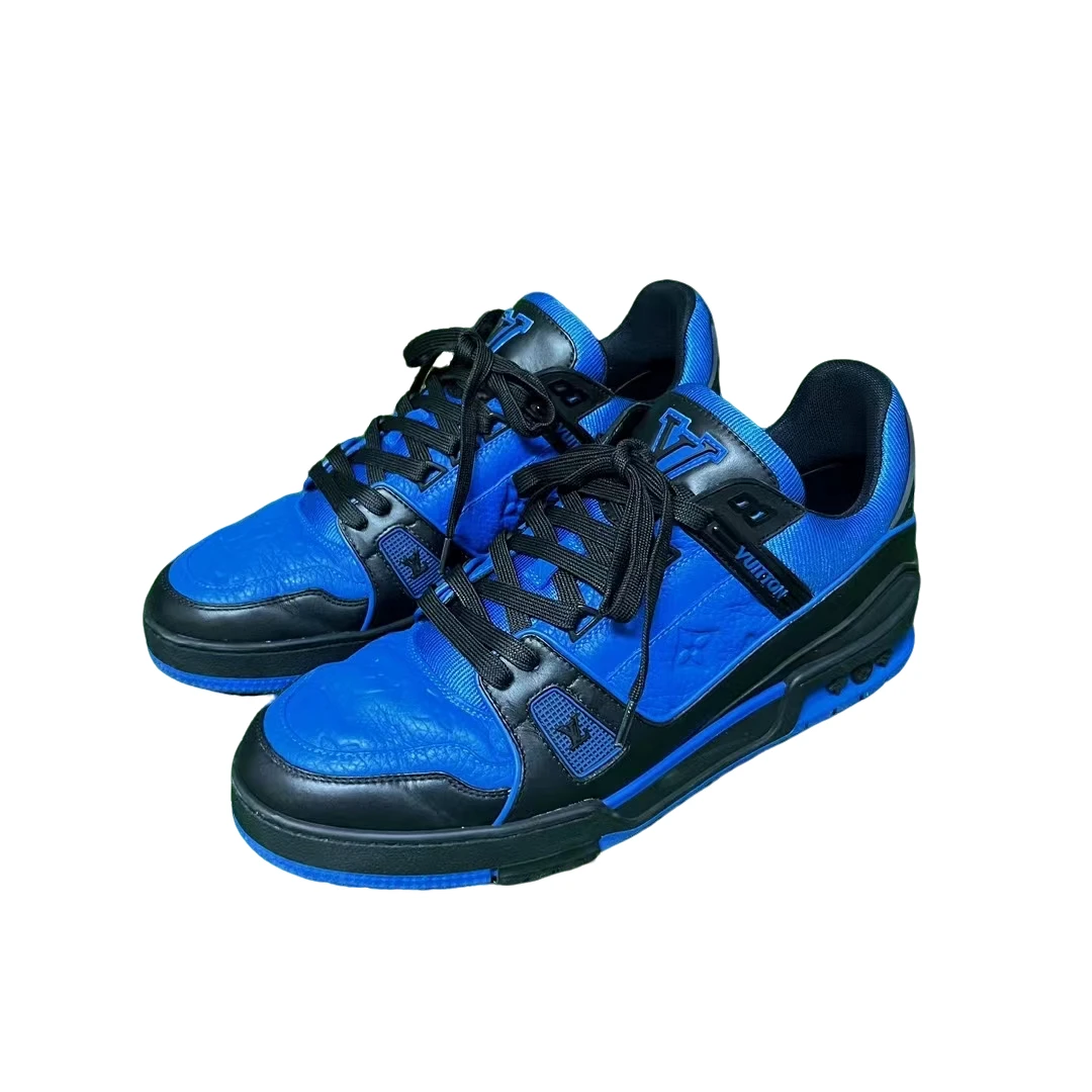 Louis Vuitton LV Trainer 黑蓝老花浮雕低帮运动鞋  42码 99新