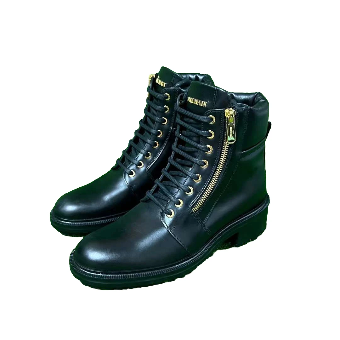 巴尔曼 Balmain 黑金拉链平底短靴 38码 公价9300 全新