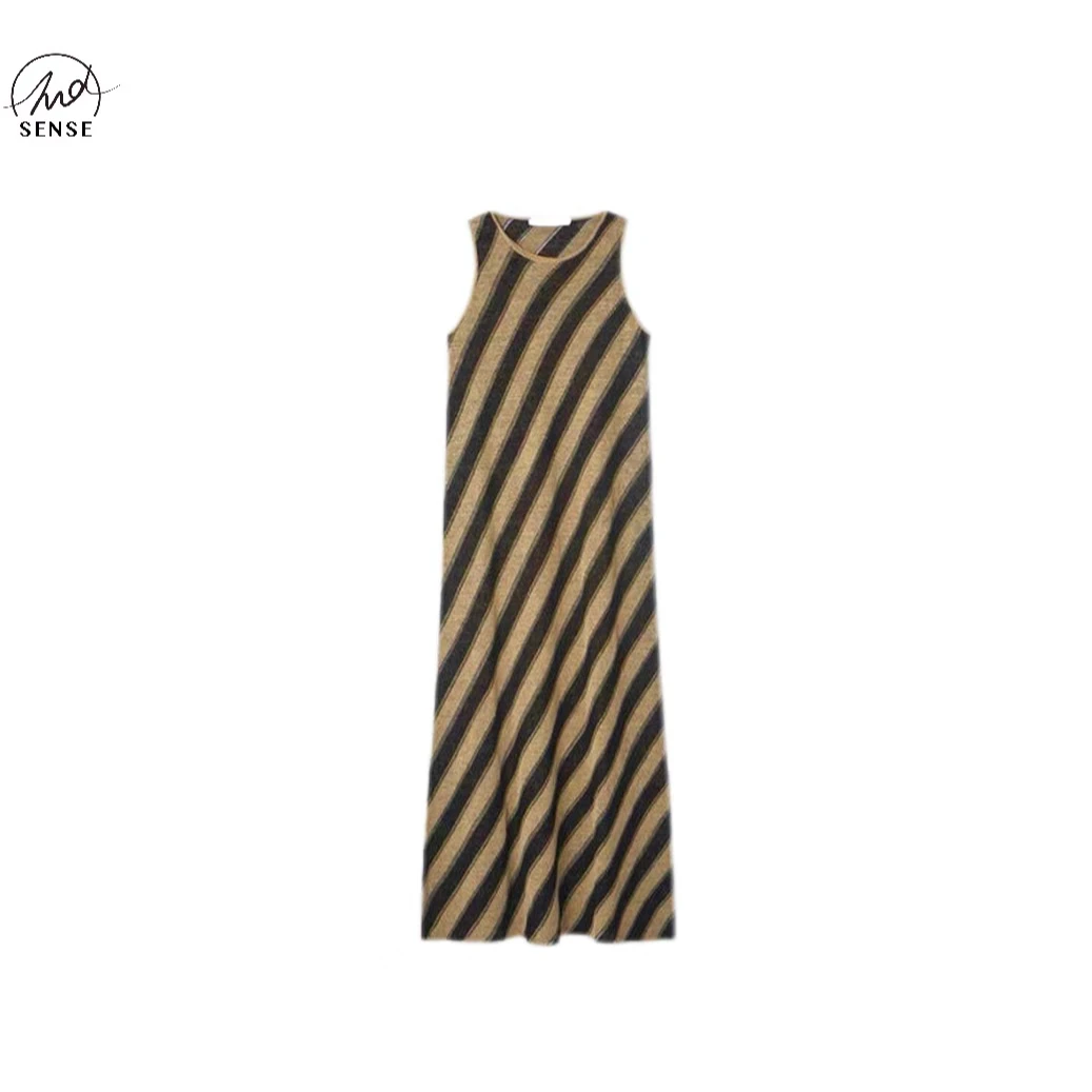 2NDSENS【黄昏晓】秩序时髦镂空提花对角线斜纹无袖背心裙