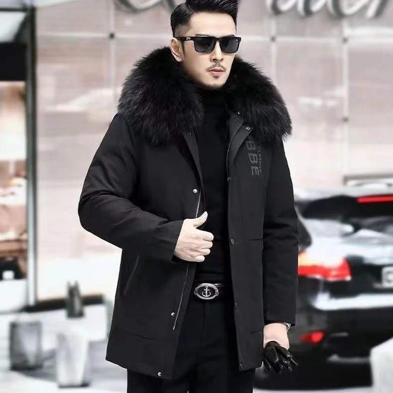 真男士爆单雷锋款派克服内胆可拆卸皮毛一体保暖抗寒皮草洋气外搭